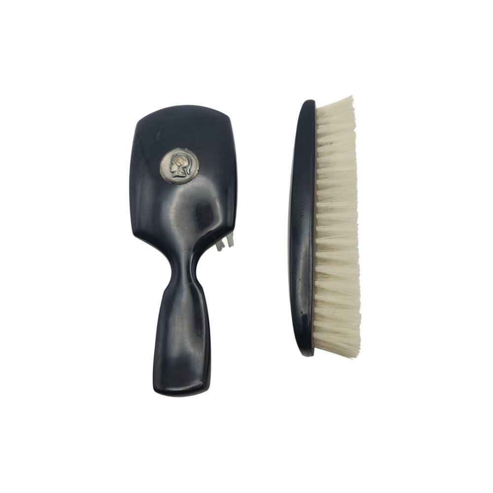 Vintage Nylon Hair Brush Lot 2 Made USA Bennington Marked Black Handle Grooming